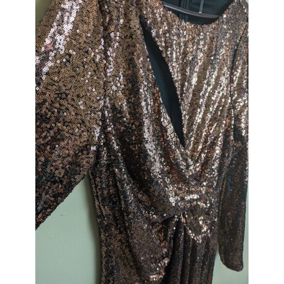 NWT Fashion Nova plus size 2x bronze sequin long sleeve sexy mini dress - Picture 7 of 13
